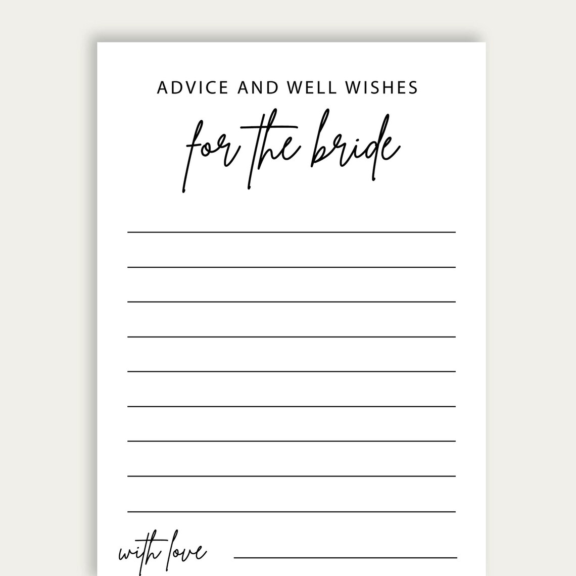 Printable Advice and Well Wishes for Bride Cards Bridal - Etsy