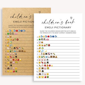 Jeu d'images Emoji pour baby shower, jeu de baby shower moderne, livre pour enfants, jeu de pictionary Emoji, jeu de baby shower minimaliste, instantané, 10 FA