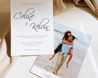 Photo Wedding Invitation, Wedding Invitation Template, Editable Wedding Invite, Modern Wedding Invite, Minimalist Wedding Invite, NV KZ 32
