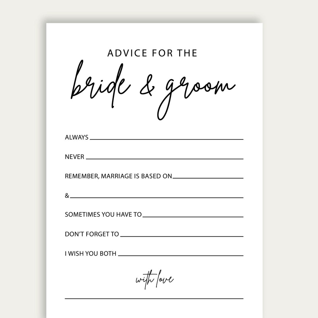 Advice Bride and Groom Cards, Advice for Bride and Groom to Be Card