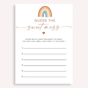 Guess The Sweet Mess Baby Shower Game, Best Guess The Sweet Mess Baby Shower Game, Printable Dirty Diaper Game, Modern Candy Bar Game, 70 FA