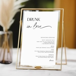 Wedding Drink Sign, Minimalist Bar Menu Sign, Alcohol Drinks Menu, Minimalist Wedding Bar Menu, Editable Wedding Bar Menu Sign, RS KP 150