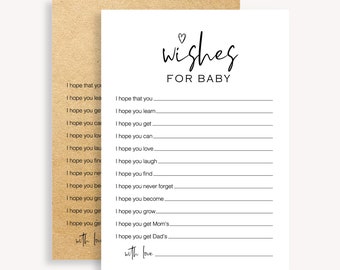 Tarjeta de deseos para bebé, buenos deseos para baby shower, baby shower boho, baby shower minimalista, recuerdo para bebé, baby shower de género neutro 10 FG