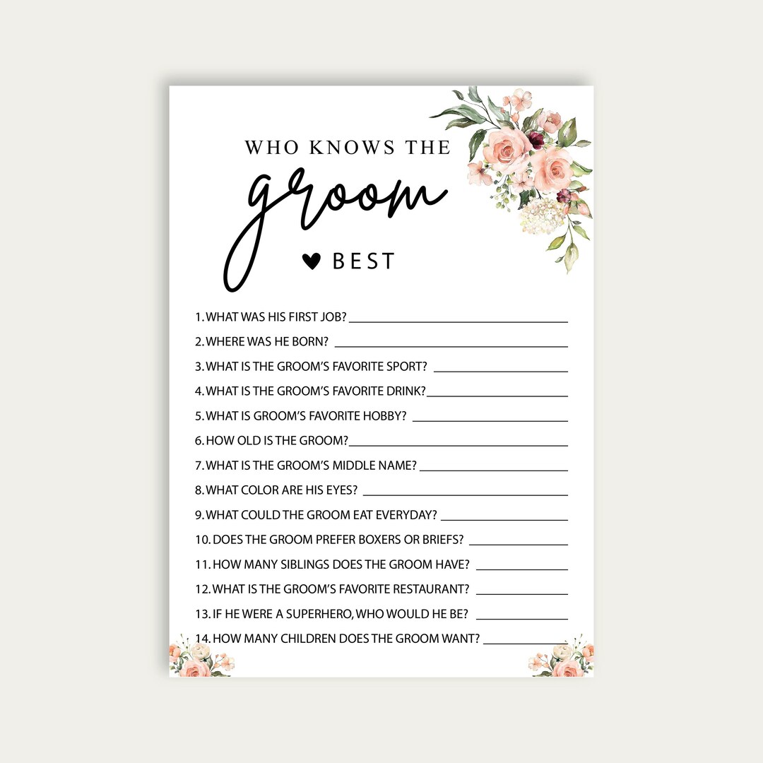 How Well Do You Know the Groom Printable Game Cards Who - Etsy