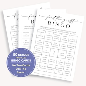 50 Einzigartige fertige Bingo Karten, Baby Shower Bingo Spiel, 50 Baby Shower Bingo Karten, 10 FA