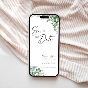 Elektronisch Save The Date Evite, Smartphone Speichern Sie unsere Datumskarte, digitale Verlobung einladen, moderne Textnachricht einladen Vorlage, STD KA 07 EV
