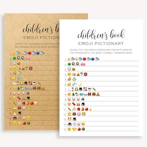 Jeu d'emoji pour baby shower, jeu d'emoji pour bébé, baby shower à téléchargement immédiat, livre pour enfants emoji pictionary, jeu d'amoureux des rats de bibliothèque, 10 FM R