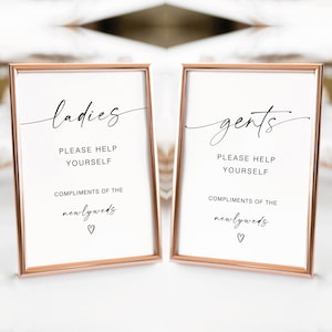 Editable Ladies Bathroom Sign Template, Wedding Bathroom Basket Sign, Ladies Gents Restroom, Gentlemen Bathroom Sign Template, RS KB 97_98