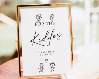 Kids Wedding Activity Sign, Kiddos Kids Activity Sign, For The Kiddos, For The Kiddos Favors Sign, Modern Wedding Kids Menu Sign, RS KH 135