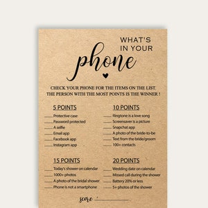 What's On Your Phone Virtual Bridal Shower Games, Rustic Whats In Your Phone Game, Bachelorette Hen Party Game, Whats On Your Phone Game 215
