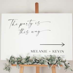 Wedding Direction Sign, Wedding Direction Arrow Sign, Modern Wedding This Way Sign, Elegant Wedding Directional Arrow Sign Template WB KA 33