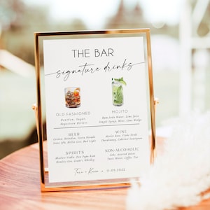Signature Drink Sign Template, Signature Cocktail Sign, Wedding Bar Menu Sign, His And Hers Bar Sign, Download Editable Template, RS KA 03