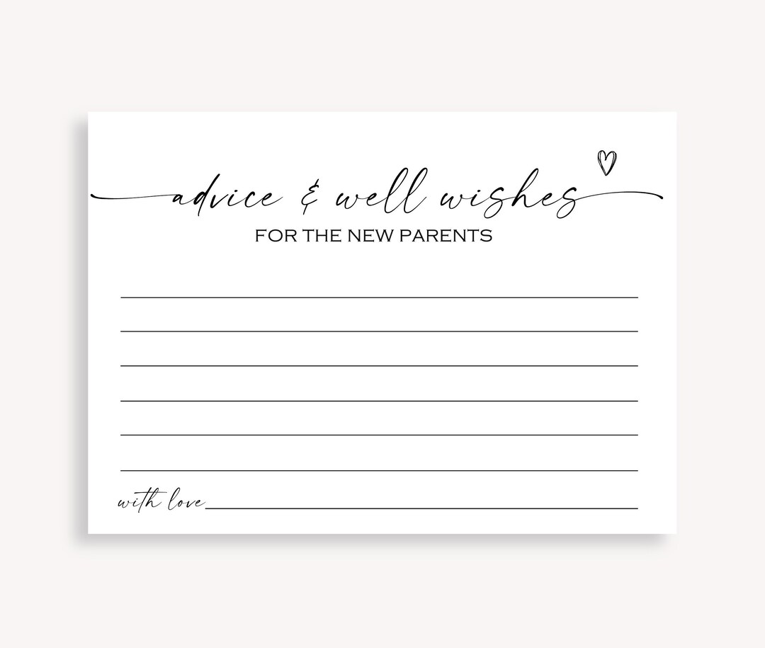 Baby Shower Advice Cards Advice and Well Wishes for the New Etsy