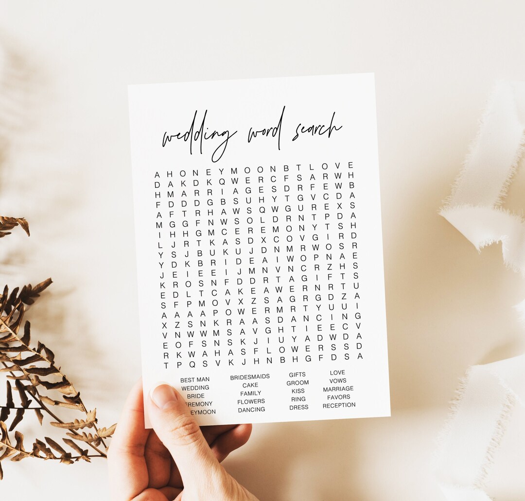 Printable Bridal Shower Word Search Game, Wedding Word Puzzle, Minimal ...