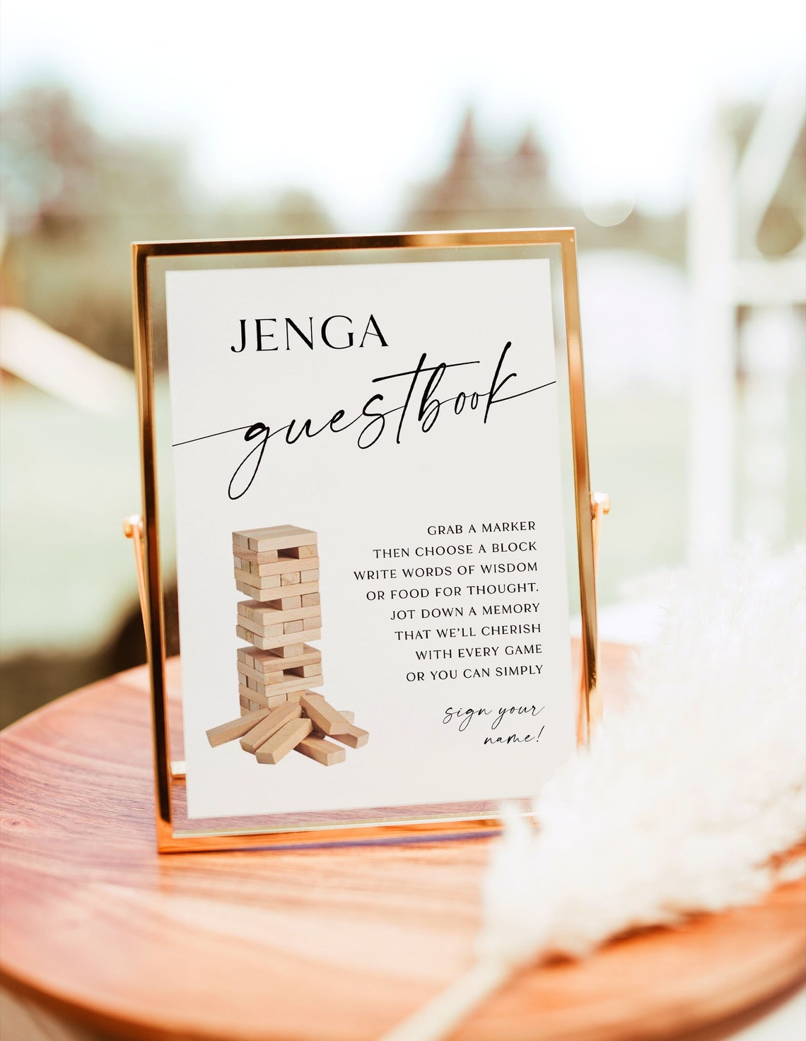 Editable Jenga Guest Book Sign Template Jenga Game Sign Etsy