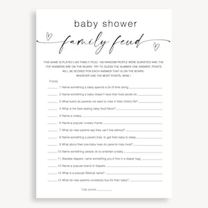 Baby Shower Family Feud Game, Fun Gender Neutral Baby Feud Game, Minimalist Feud Baby Shower Game, Modern Family Feud Baby Shower Game 10 FA