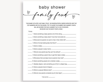 Baby Shower Family Feud Game, Fun Gender Neutral Baby Feud Game, Minimalist Feud Baby Shower Game, Modern Family Feud Baby Shower Game 10 FA
