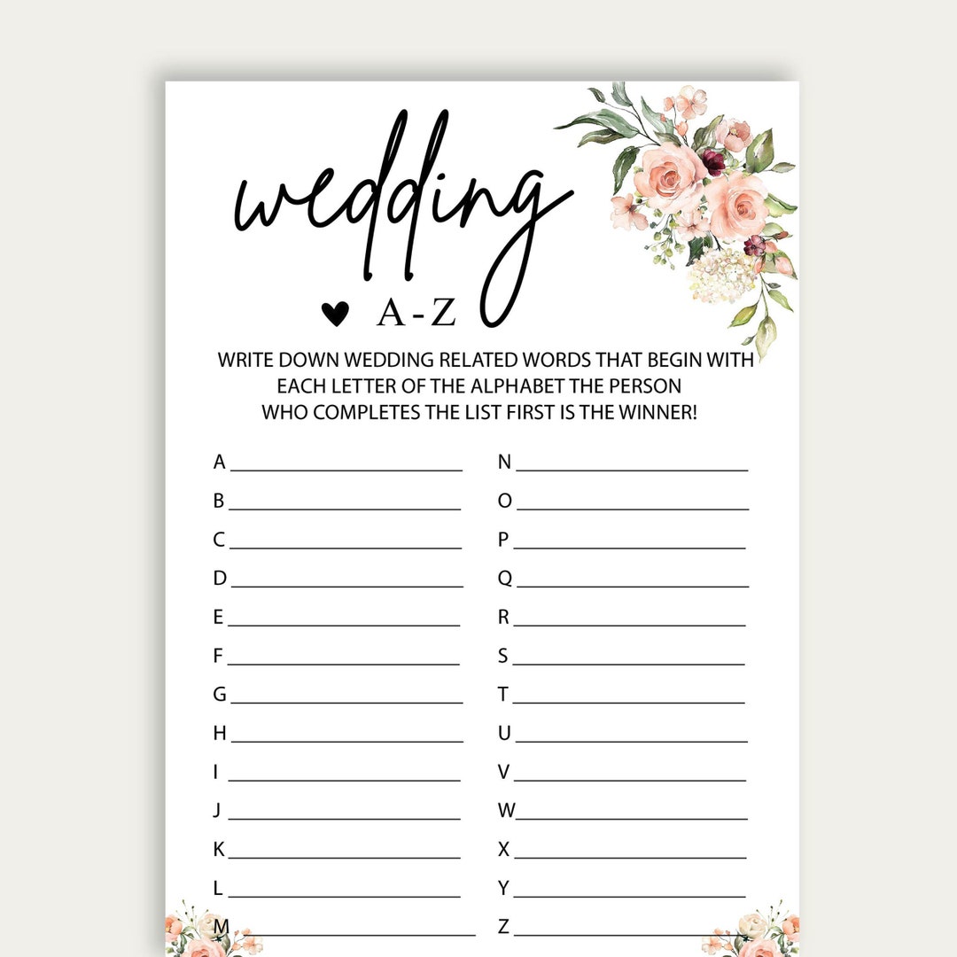Printable Bridal Shower Games, Wedding Shower Instant Download Games, A
