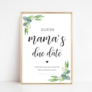 Baby Shower devinez maman date d'échéance signe, jeu de baby shower, date d'échéance signe de bébé, devinez la date d'échéance du baby shower signe, bébé date 121