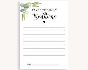 Printable Instant Download Baby Shower Game Cards, Family Traditions Card Baby Shower, Family Traditions Baby Shower, Fun Tradition, 20 FM
