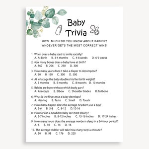 Printable Baby Shower Trivia, Baby Shower Questions Game, Baby Shower Quiz,  Baby Shower Trivia Game, Baby Trivia Baby Shower Game, 20 FX