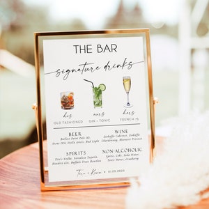 Signature Cocktail Sign, Template Drink Sign, Bar Menu Poster, His Ours Hers Bar Sign, Signature Cocktail Sign, Editable Template, RS KA 06