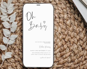 SMS d'invitation pour baby shower, Evite de baby shower non sexiste, Invitation électronique de baby shower Oh Baby, Baby Phone Evite, YD KG 81