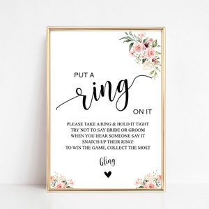 Ready To Print Bridal Shower Game, Bridal Shower Ring Game, Put a Ring On It Sign, Put A Ring On It Bridal Shower Game Sign, Download, 230