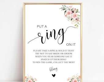 Put A Ring on It Bridal Shower Game Printable Sign for a Touch of Fun ...