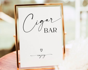 Table Cigar Sign, Editable Cigar Bar, Wedding Cigar Bar Sign, Minimalist Cigar Bar Sign, Bridal Shower Cigar Sign Instant Signage RS KA 125a