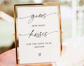 Modern Baby Shower How Many Kiss Game, Guess How Many Kisses For Mother, Printable Baby Game, Baby Shower Game, Baby Sign and Ticket, 10 FA