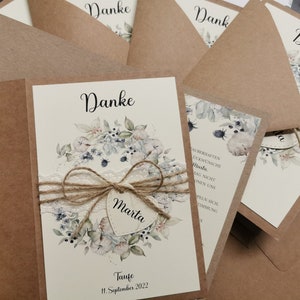 Dankeskarten zur Kommunion, Taufe, Konfirmation, Hochzeit - Winterkranz - rustikal, Vintage-Stil