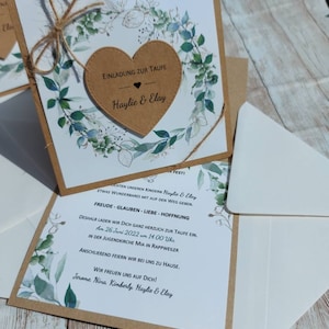 Invitation cards for communion, confirmation, baptism and wedding green wreath