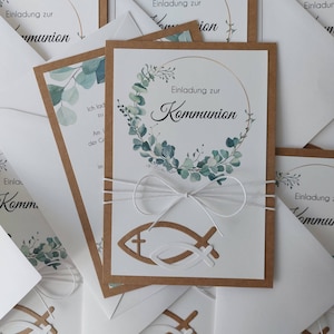 Einladung zur Kommunion, Taufe, Konfirmation, Hochzeit - Eukaliptus,