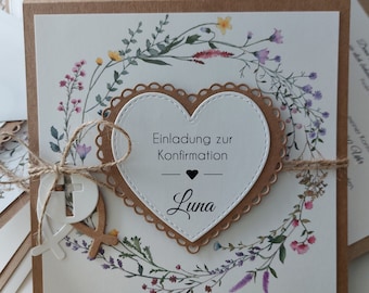 Einladungskarten zur Kommunion, Konfirmation, Taufe und Hochzeit Frühlingskranz