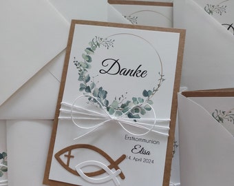 Thank you cards for confirmation, communion, baptism, wedding Eucalipus