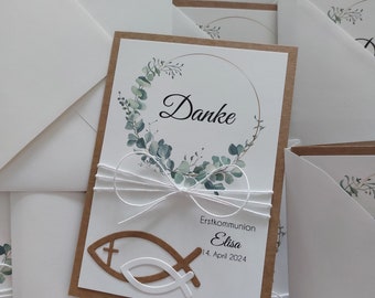 Dankeskarten zur Konfirmation, Kommunion, Taufe, Hochzeit Eukalipus