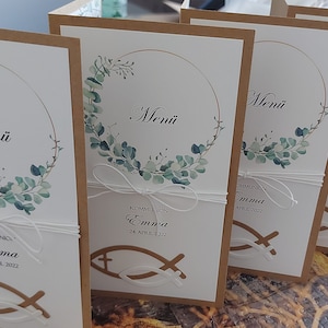 Menü zur Konfirmation, Kommunion, Hochzeit, Taufe - Eukaliptus Ring mit Fisch