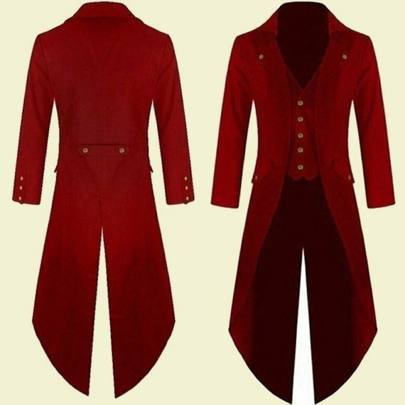 Men's Steampunk Red Men Coat Long Jacket Men's | Etsy