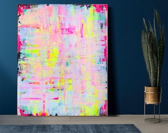 Abstract painting I acrylic painting I modern art I acrylic on canvas I 80x100 I pastel tones I neon colors