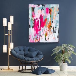 Abstract painting I Acrylic painting I Modern art I Acrylic on canvas I 80x100 I Bright colors I Colorful I Neon I Pastel I Black canvas