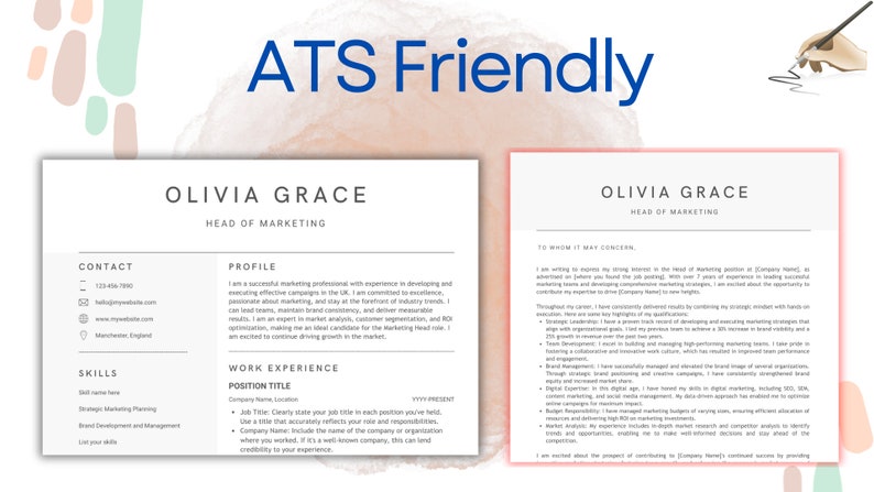 ATS Friendly Resume Template MS Word Resume ATS Compatible - Etsy UK