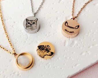 Custom Pet Fur Necklace, Pet Memorial Locket, Loss of Pet, Personalized Memorial Jewerlry, Dog Cat Pet Remembrance, Unique Pet Portrait Gift