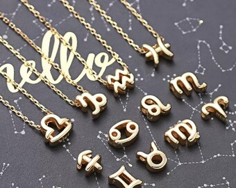 Sterling Silver Zodiac Necklace Tiny Zodiac Charm Personalized Bridesmaid Gift for her Christmas Gift for Mother Horoscope Necklace