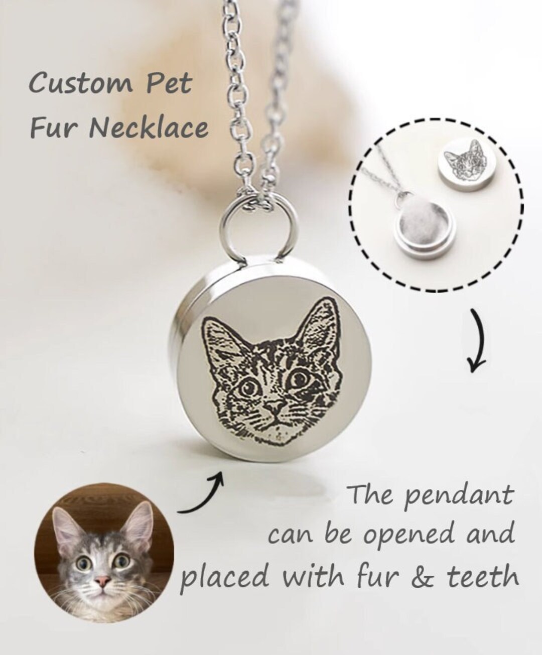 Custom Pet Fur Necklace Pet Memorial Locket Loss of Pet Etsy