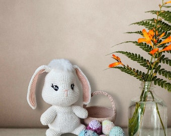 Hoppi - The Happy Bunny, motif Amigurumi, motif lapin au crochet, téléchargement numérique, lapin de Pâques, peluches au crochet, lapin Amigurumi