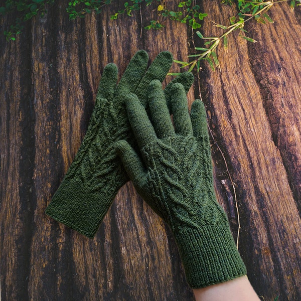 Forest Fairy Gloves - Women's Gloves Knitting Pattern, Cable Gloves Matching The Forest Fairy Sweater, Digital Download, Knit Gloves Pattern