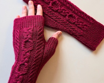 Fingerless Gloves Knitting Pattern – Wanderlust - Cable Fingerless Mitts PDF, English, Digital Download