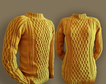 May include: Two yellow knitted sweaters with a cable knit pattern.