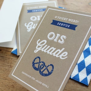 Glückwunschkarte – Ois Guade! | Bayerische Grußkarte | Postkarte, Multiloft, A6 mit Kuvert